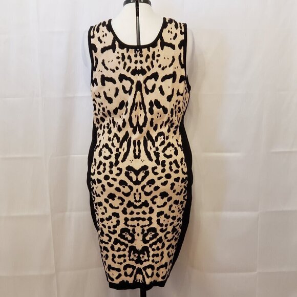 Questions Tan & Black Leopard Print Pullover Sleeveless Hourglass Dress, Size 2X - Picture 5 of 8